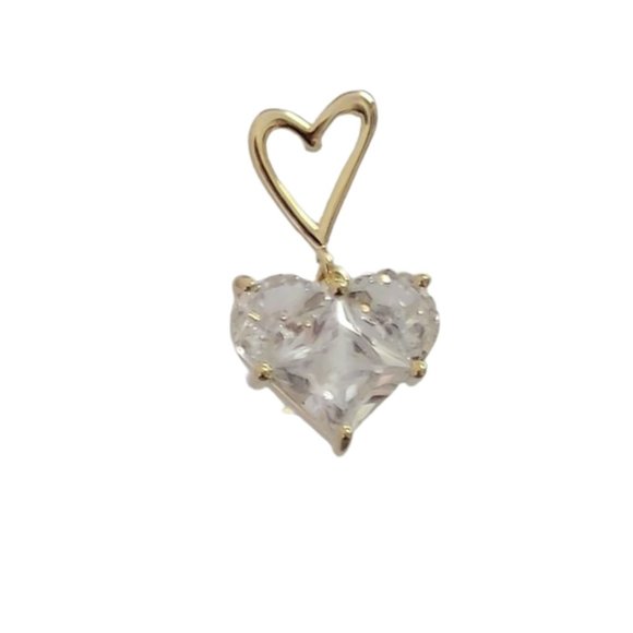 14kt gold plated crystal heart drop earrings NEW - Picture 7 of 8